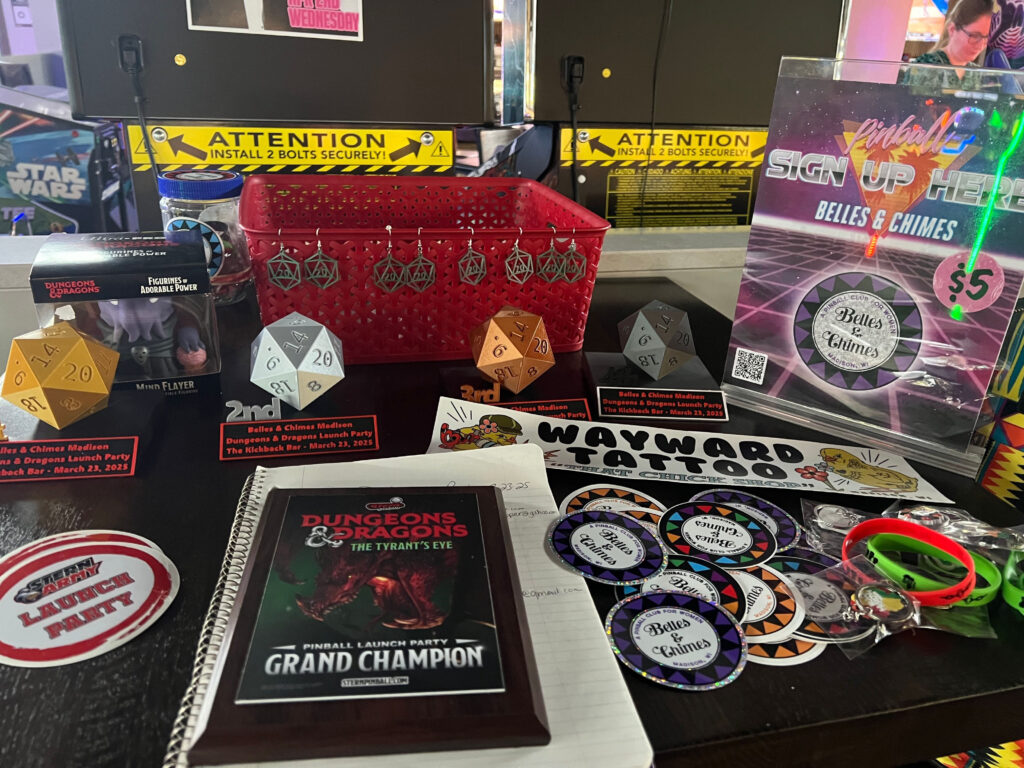 The D&D launch party table of prizes