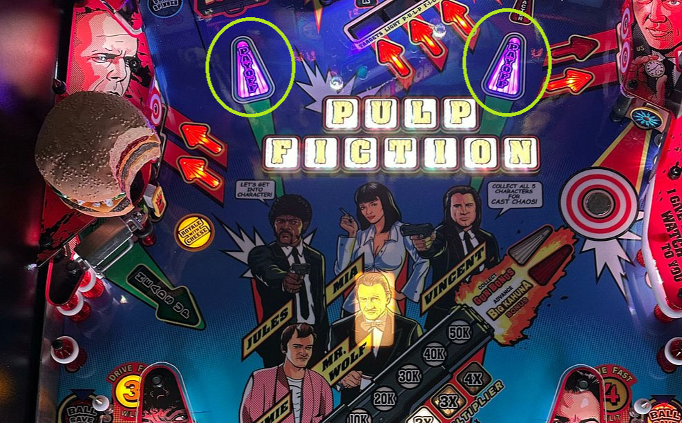 payoff inserts circled and lit up on Pulp Fiction
