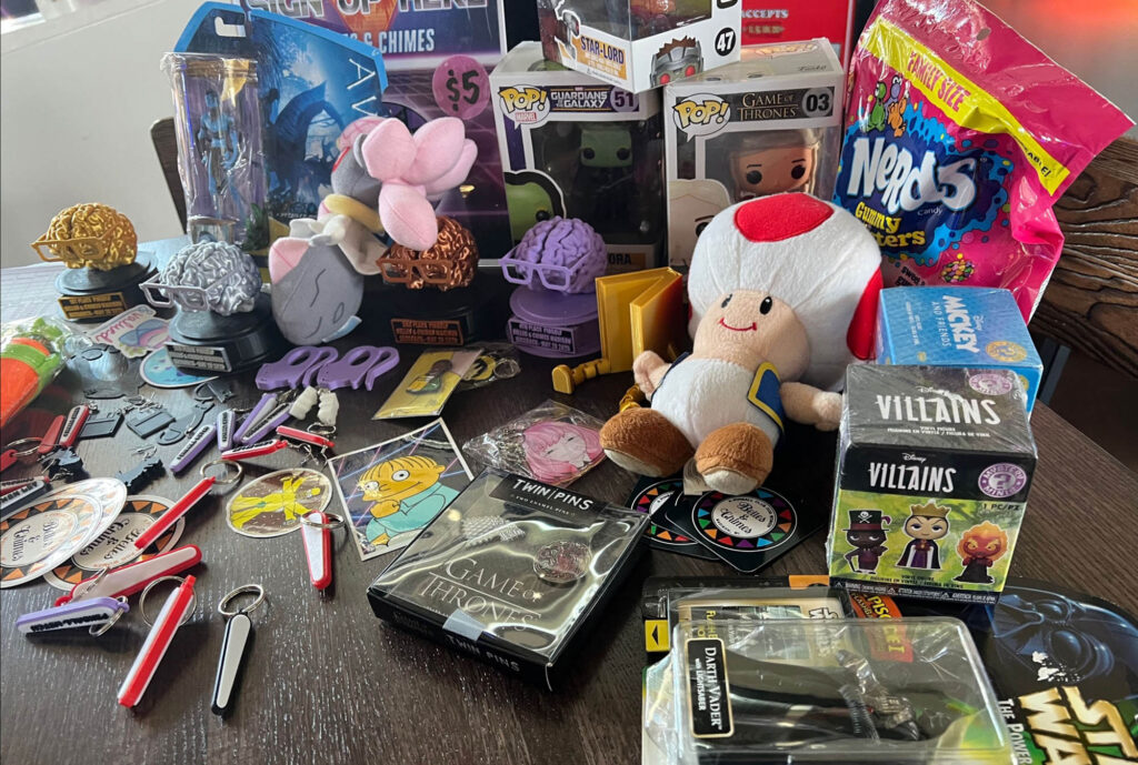 The prize table at the kickback