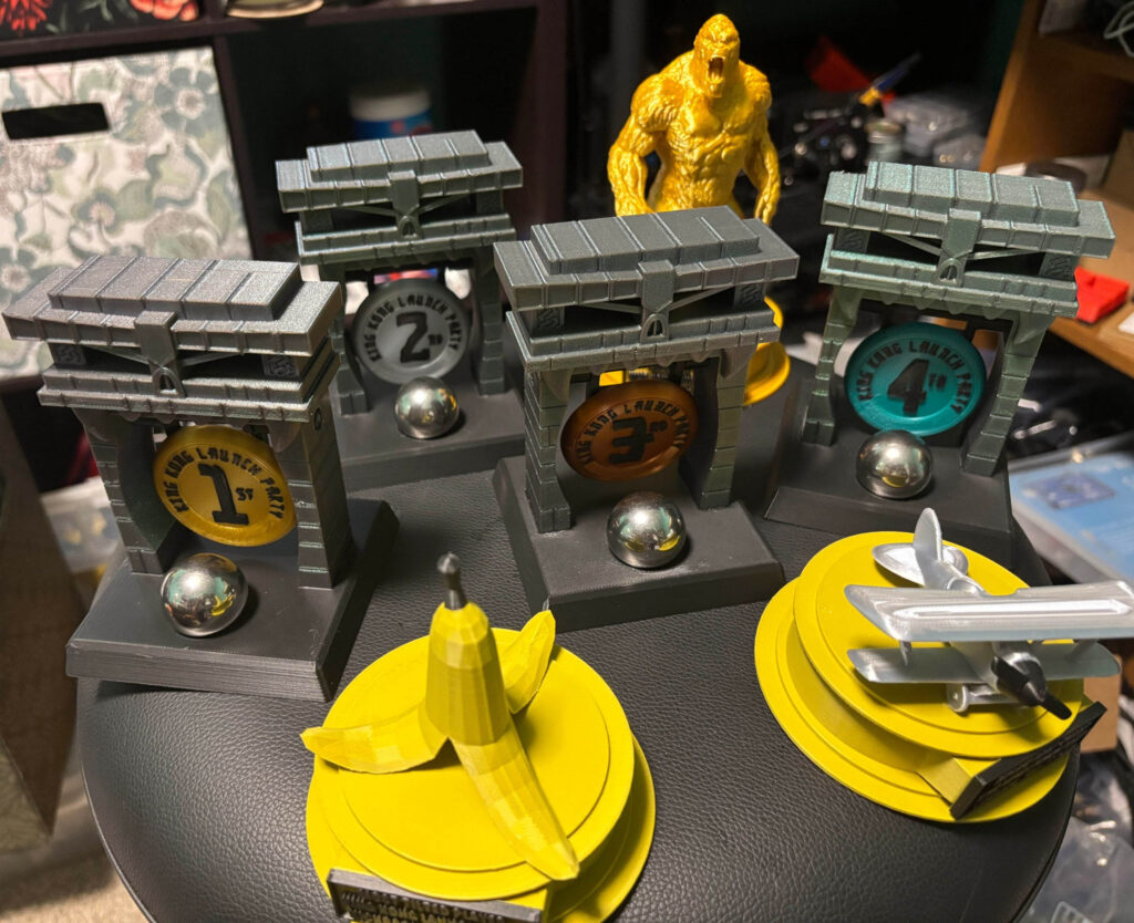 A sneak peak at the new 3D printed prizes for the king kong launch party