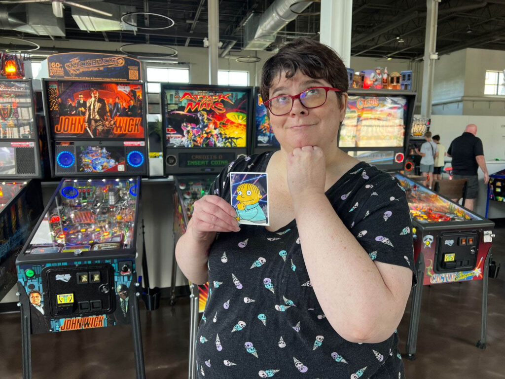 Amber with her Ralph Wiggum sticker