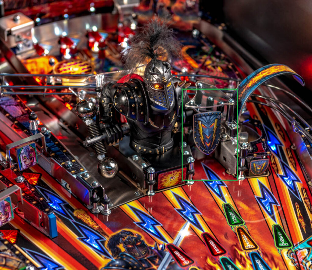 The black knight playfield with the shield highlighted