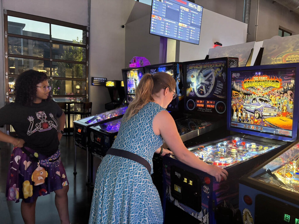 two belles playing Can Crusher