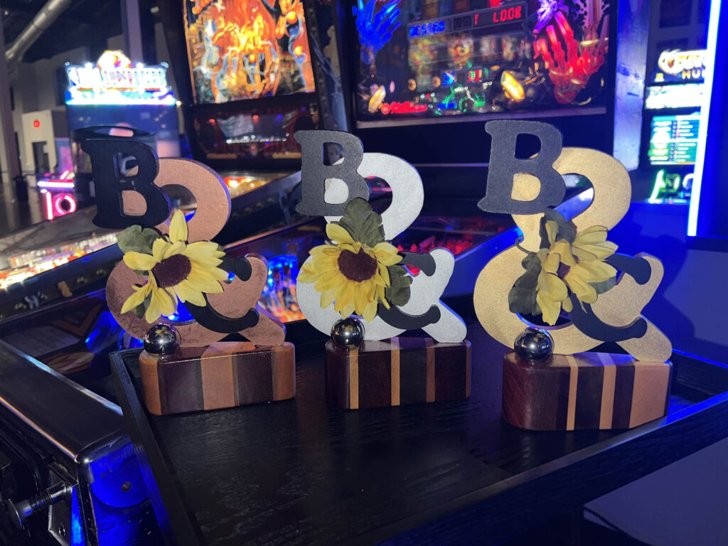 The trophies from this month at the Kickback
