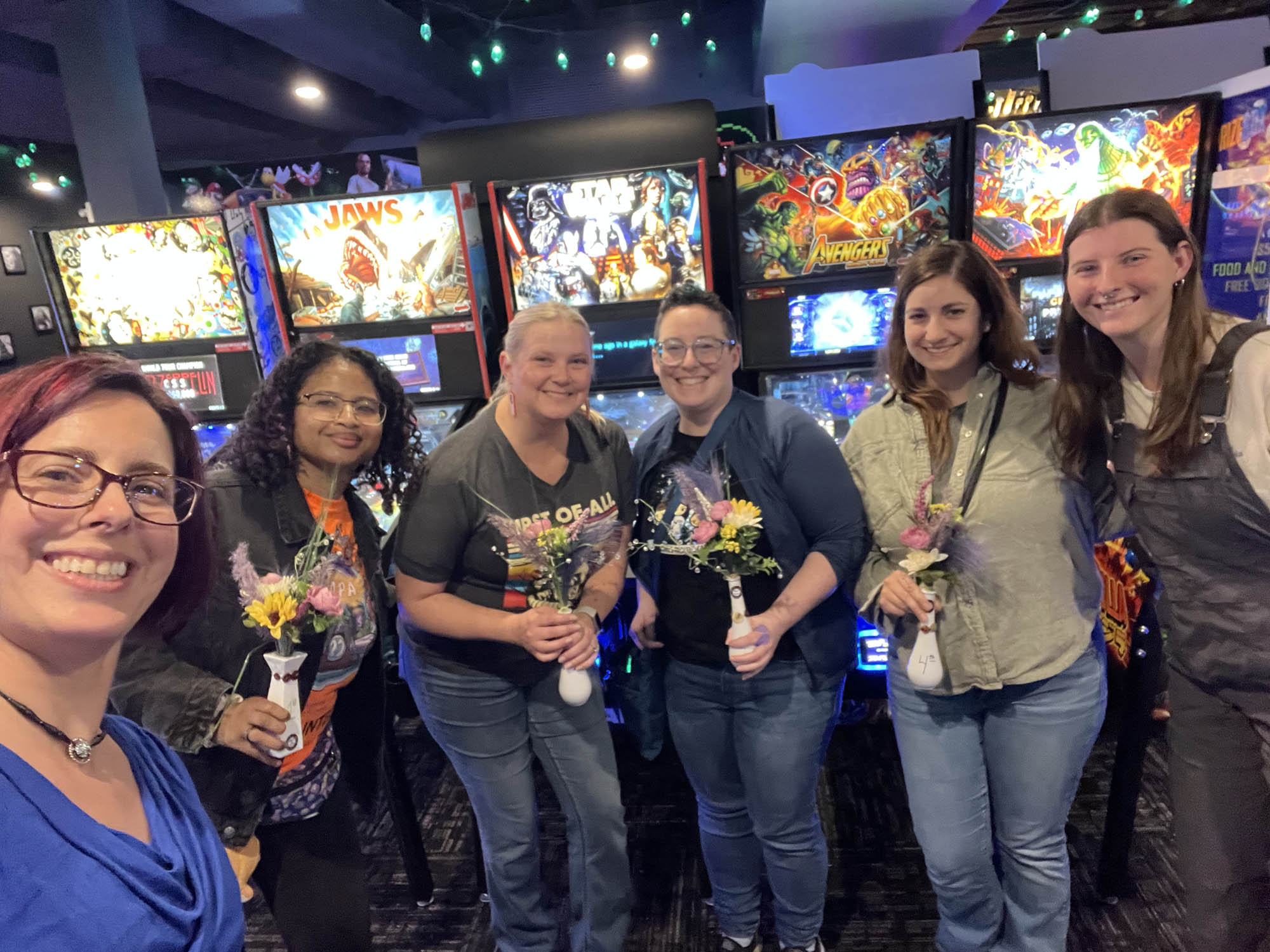 The group at doubletap ready to play pinball