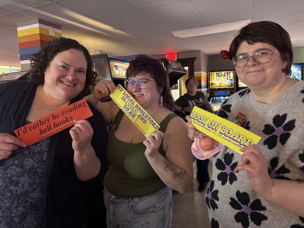 Belles holding Room of Ones Own Bumper stickers